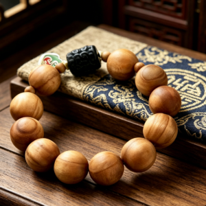D142 Obsidian Bead with Auspicious Cloud Pendant