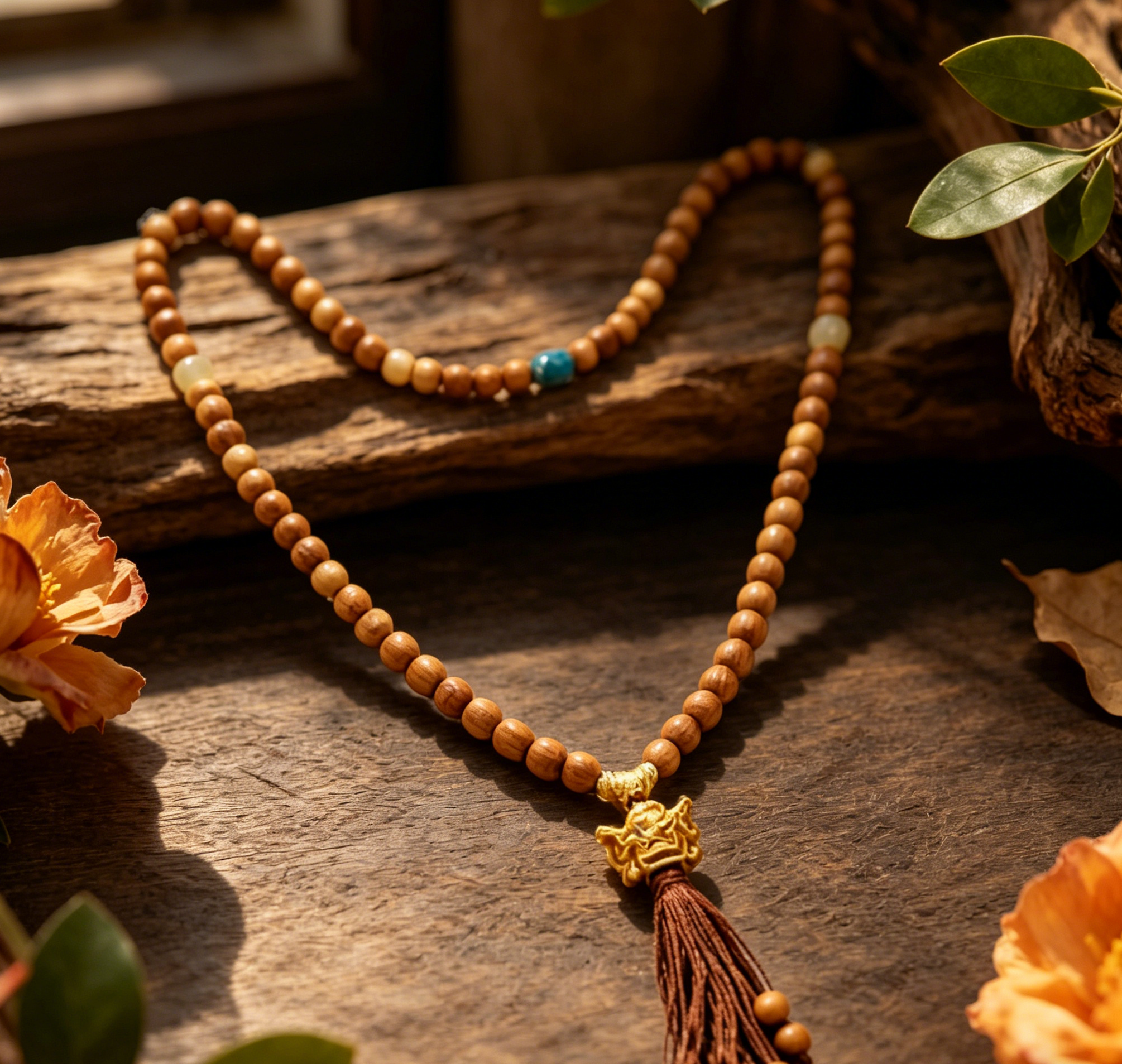 D219 Peach Wood Soul Necklace(Random style)